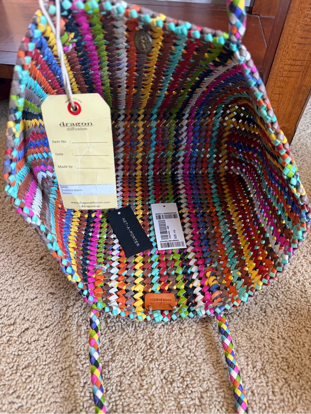 Dragon Diffusion Multicolor Woven Tote - Flower Multi Tote - Picture 4 of 7